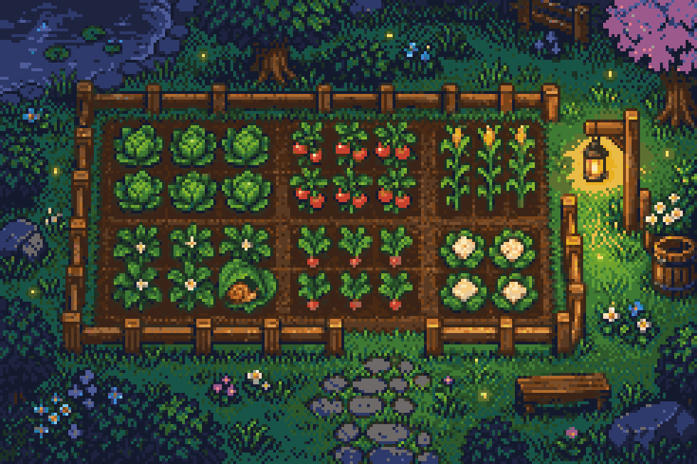 The garden at night